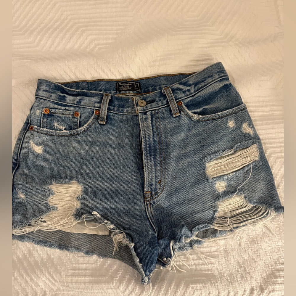 Abercrombie & Fitch Blue Distressed Jean Shorts